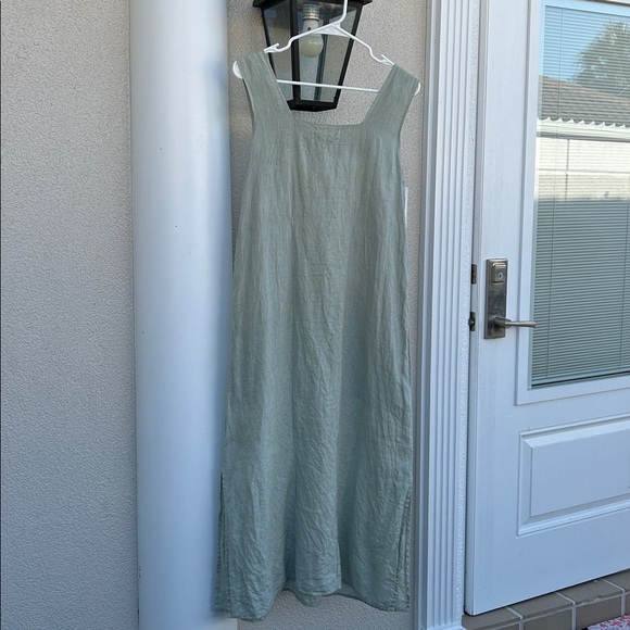 FLAX 100% Linen Pocketed Sheath Dress in Light Sage Green - Picture 5 of 9